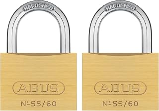 ABUS 55/60 2 Pack Solid Brass Padlock with 2 Keys for School, Gym | 2 9/32in (60mm) Wide, Keyed Alike