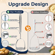 Newness Focus on Stainless Steel Potato Masher, One Piece Design, Silver