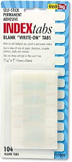 Redi-Tag 31000 Write-On Index Tabs, Permanent Adhesive, White, 104 Tabs/Pack