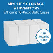 Pacific Blue Select by Georgia-Pacific PRO Multifold Premium 2-Ply Paper Towels – White, 3.2” Folded Width, 125 Towels Per Pack, 16 Packs Per Case, 21000