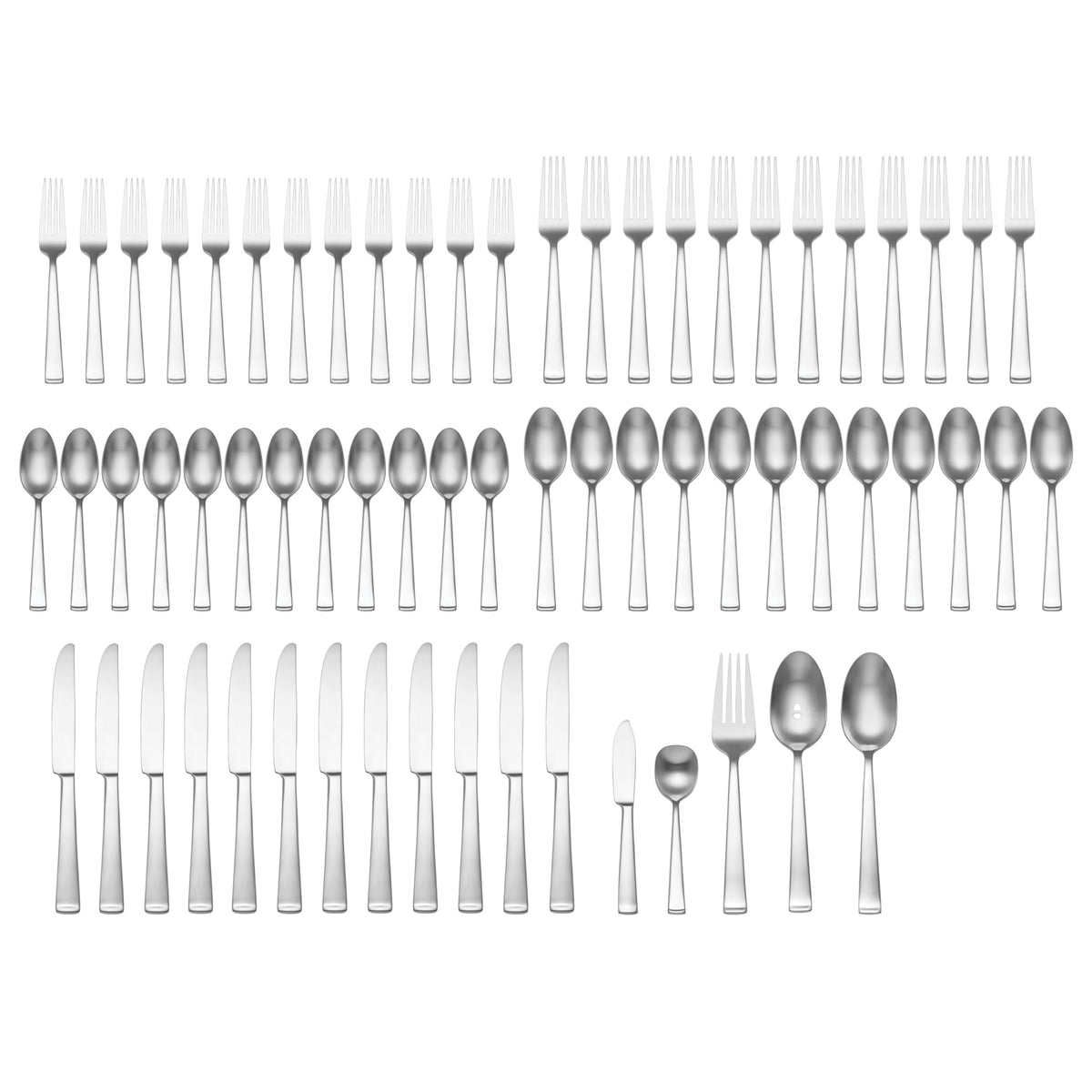 Satin Lewin 65 Piece Fine Flatware Set by Oneida – 9.55 LB, Stainless Steel, Metallic, Pack of 65, Model F149065A