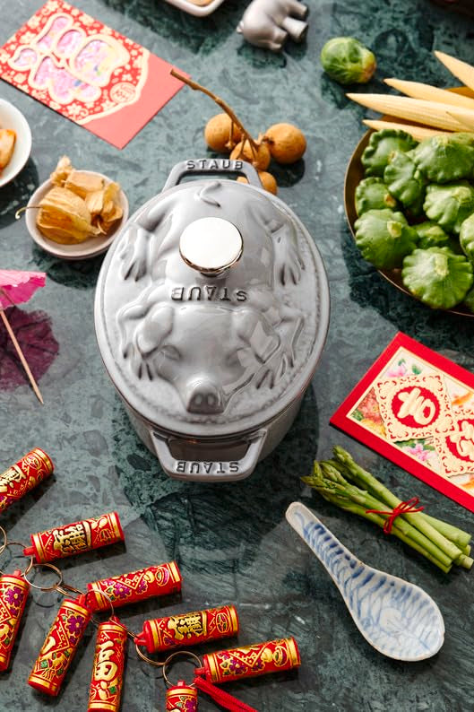 Piggy Cocotte by STAUB – 17cm, 1 liters, Cast Iron, Graphite Gray, Model 40500-176-0