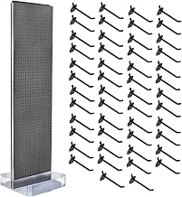 Azar Displays 700770-CHA-6B50 TWO-SIDED PEGBOARD FLOOR DISPLAY NON- REVOLVING ROUND STUDIO BASE. PANEL SIZE: 16" W X 60" H, , (50-Pack 6" Hooks Included)