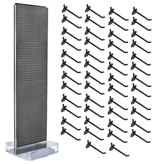 TWO-SIDED PEGBOARD FLOOR DISPLAY NON- REVOLVING ROUND STUDIO BASE. PANEL SIZE: 16" W X 60" H by Azar Displays – Extra Large, Plastic, Black, Model 700770-CHA-6B50