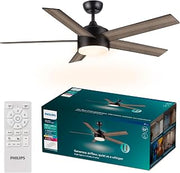 PHILIPS Indoor Ceiling Fan with Bright LED Light, 1-Pack, Dark | Bright Selectable White LED Light, 2650 Lumens, Dimmable, 5400 CFM, 6 Speeds, 2 Airflow Modes, 5 Reversible Blades