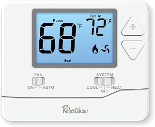 Robertshaw RS8110 Pro Series Non-Programmable Thermostat, White, 1 Heat / 1 Cool for Single-Stage Systems