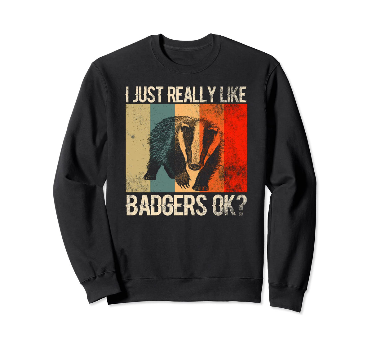 Colorful Retro Animal Sweatshirt by Badger – Black, Model YHXKA7A3H6A