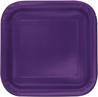 Unique Party Deep Purple Square Dinner Plates - 7" (Pack Of 14) - Premium Quality Paper - Perfect For Parties & Events