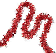 Tinsel Garland Decor Multifunctional Gorgeous Outdoor Indoor Xmas Tree Garland Decor for Festival Red
