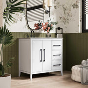 White Millie Bathroom Vanity by by Elegant Lighting – Solid wood and MDF, White, Model VF29336WH