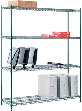 Poly-Green, 4 Tier, Wire Shelving Starter Unit, 60W X 14D X 74H