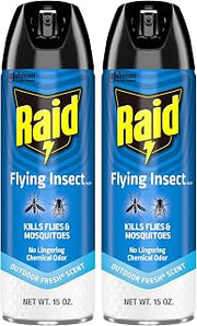 Raid Flying Insect Killer Mosquito and Fly Control No Lingering Chemical Odor Outdoor Fresh Scent 15 Ounce (Pack of 2)