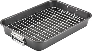 Farberware Bakeware Nonstick Roaster, Roasting Pan with Rack, Gray