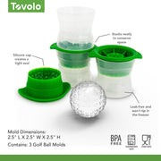 Molds Ice Golf Ball Green, 3 Count by Tovolo – 3 Count, 6 fluid_ounces, Stainless Steel, Charcoal, Pack of 3