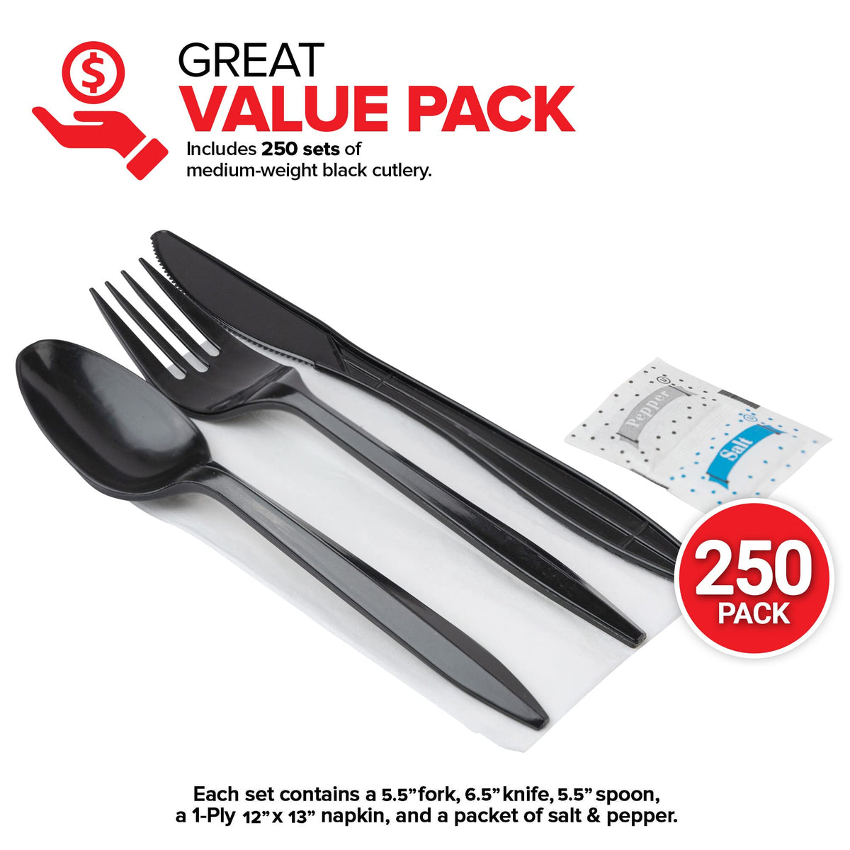 Stock Your Home Black / 50 Count / Modern Spoons