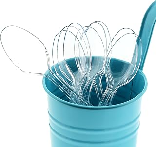AmerCareRoyal Heavy Weight Unwrapped Disposable Polystyrene Plastic Teaspoons for Restaurants and Catering in Retail Packaging, Clear, Pack of 1000