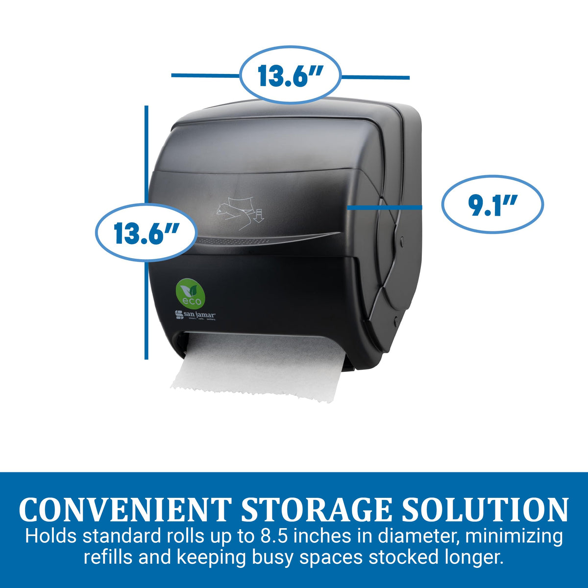 Ecologic Integra Recycled Plastic Level Paper Towel Dispenser by San Jamar – ecoLogic, Acrylonitrile Butadiene Styrene, Black, Model T850