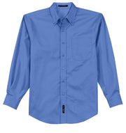 Men's Tall Long Sleeve Easy Care Button-Down Shirt by Port Authority – Cotton, Blue, Model TLS608
