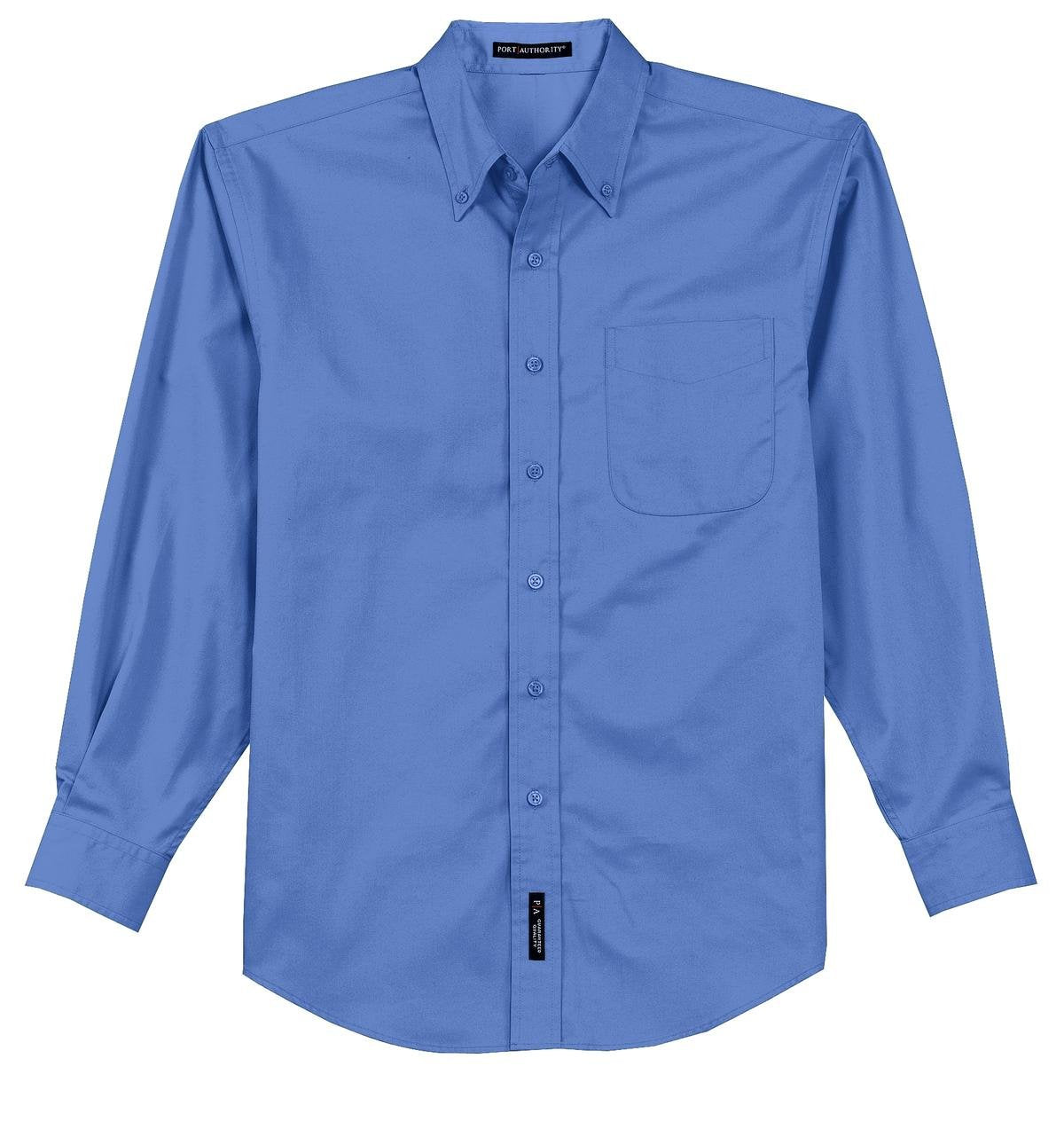 Men's Tall Long Sleeve Easy Care Button-Down Shirt by Port Authority – Cotton, Blue, Model TLS608