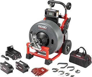 RIDGID 73048 K-4310 FXP 3/4" Drum Machine with AUTOFEED and Cable Counter, Professional Drain Cleaning Machine Kit with 2 FXP Batteries and Charger