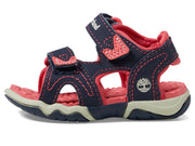 unisex child Adventure Seeker 2-strap - T K Sandal by Timberland – 4 Toddler, Synthetic Leather, Navy With Pink, Model TB0A1JZL_ZL0