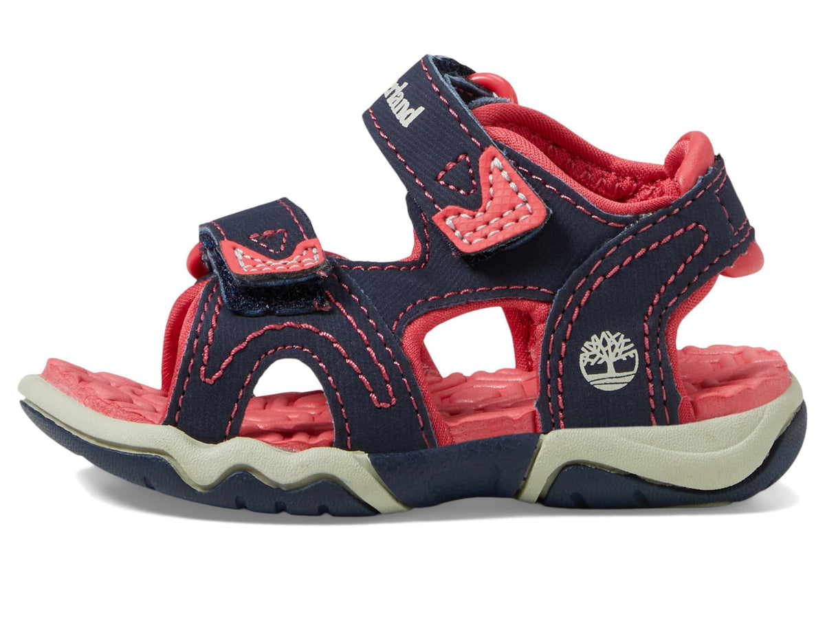 unisex child Adventure Seeker 2-strap - T K Sandal by Timberland – 4 Toddler, Synthetic Leather, Navy With Pink, Model TB0A1JZL_ZL0