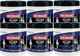 Weiman Silver Wipes - Jewelry Wipes 6 Pack - Cleaner and Polisher for Silver Jewelry Sterling Silver