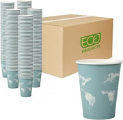 ECO PRODUCTS World Art Disposable Coffee Cups, Latte Cups, 12 oz, 1000 Pack