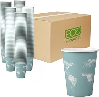 ECO PRODUCTS World Art Disposable Coffee Cups, Latte Cups, 12 oz, 1000 Pack