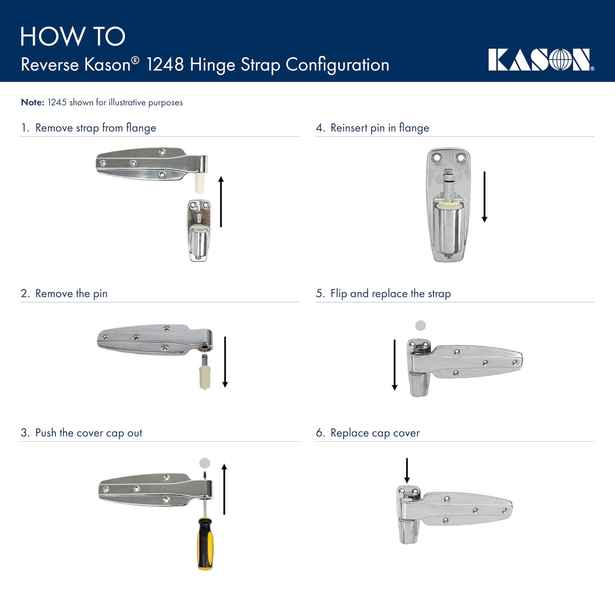 1248 Spring Assisted Hinge by Kason – Offset: Flush, Zinc, Silver, Model 1248-C000