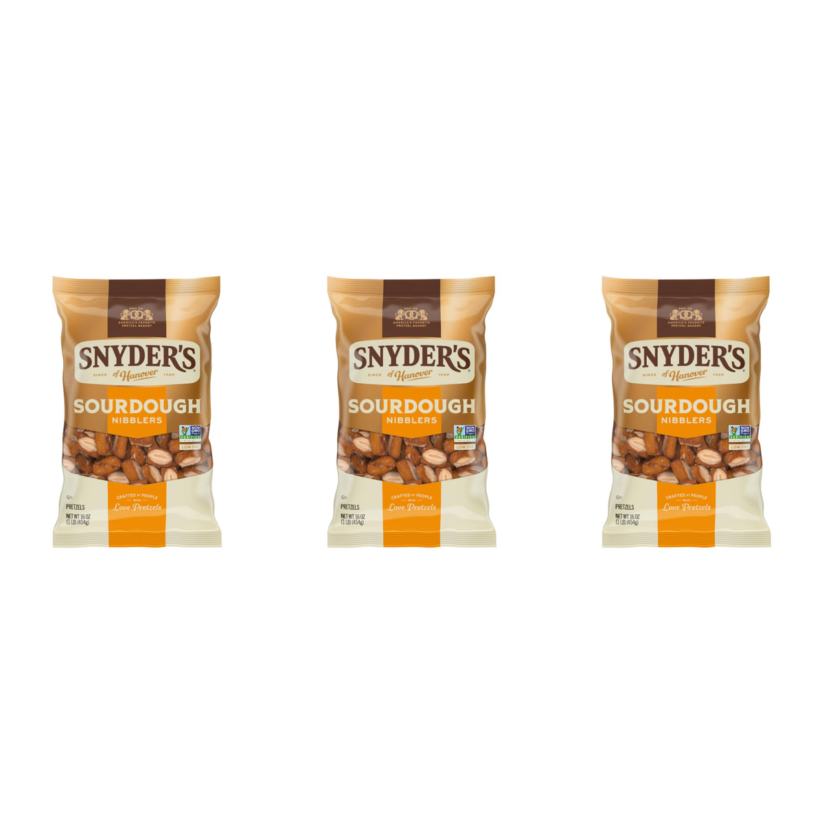 Sourdough Nibblers Pretzels by Snyder's of Hanover – 16 Ounce (Pack of 3), Model 80040