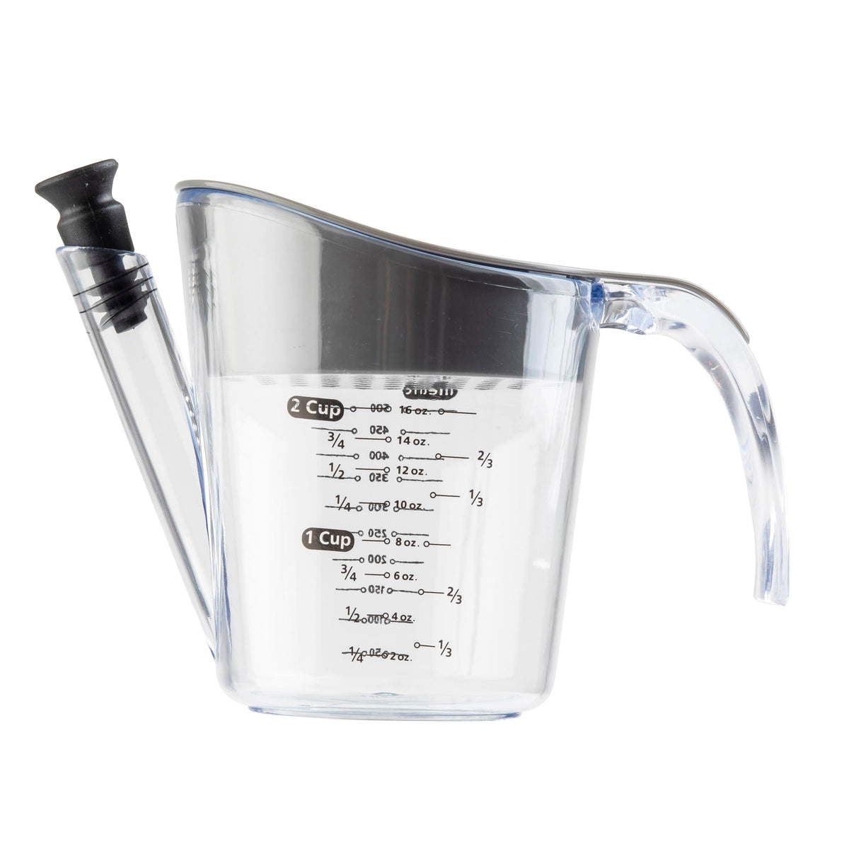 Tablecraft Gravy Fat Separator, 16oz Plastic Pitcher with Strainer, Clear