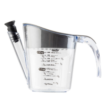 Tablecraft Gravy Fat Separator, 16oz Plastic Pitcher with Strainer, Clear