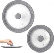 Universal Lids (Set of 2) Fits 7 to 12-Inch Cookware by Modern Innovations – 7 to 12 Inch, Tempered Glass, Grey, Pack of 2, Model 1268