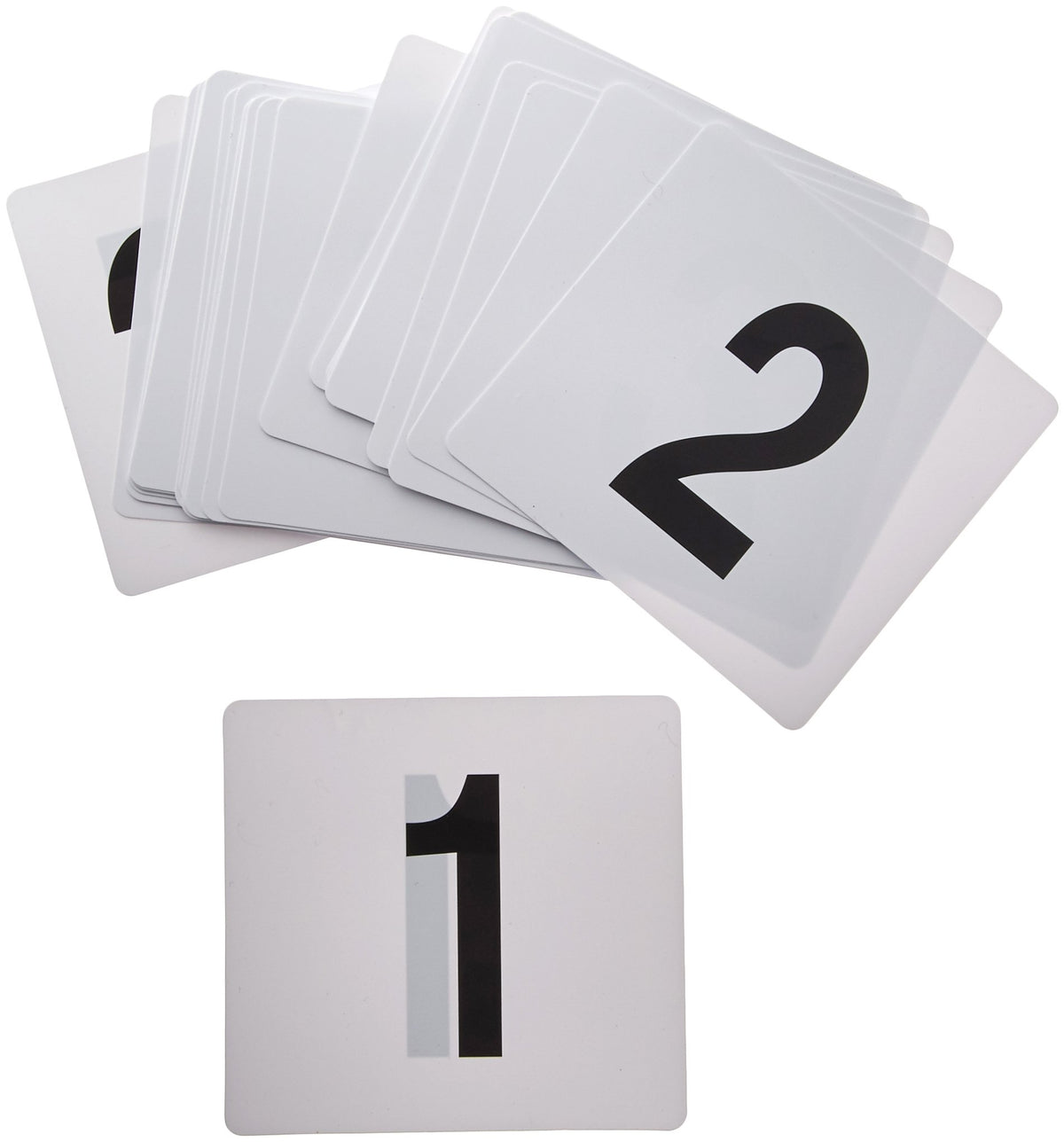 4" x 3 3/4" White Table Numbers by Winco – Optional, Plastic, White, Black, Model TBN-25