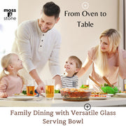 Moss & Stone Glass Casserole Set with Lids, Borosilicate, Clear, 3 Sizes