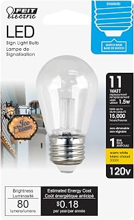 Feit Electric BPS14/SU/LED Non-Dimmable Led Bulb, 1.5 W, 120 V, 80 Lumens, 3000K, 1-1/2 in Dia X 3-1/4 in L, Warm White