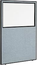 Global Industrial 48-1/4"W x 72"H Office Partition Panel with Partial Window, Blue