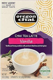 Oregon Chai Vanilla Chai Tea Latte Mix - 8 packets per box, 6 boxes per case