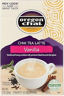 Oregon Chai Vanilla Chai Tea Latte Mix - 8 packets per box, 6 boxes per case