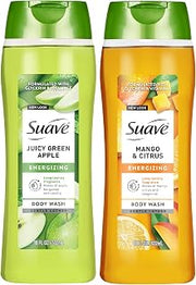 Suave Body Wash Variety 2-Pack, Juicy Green Apple + Mango Citrus – Gentle Body Washes with Fruit Blend Oil Essence, 18 Oz Ea