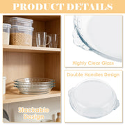 LDHHYH Glass Pie Dish Set, 7 Inch Round Baking Plate, Clear