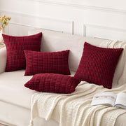 Miulee Corduroy Throw Pillow Covers, 18x18 Inch, Burgundy