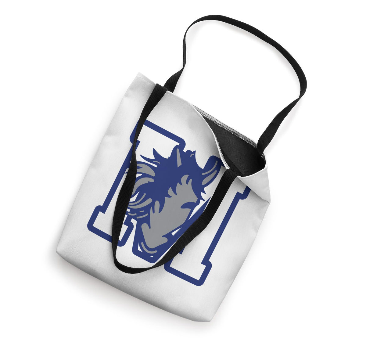 Curtis-Tufts M Mustang Tote Bag by Curtis-Tufts High School, Medford, MA 02155 – 16 inches, White, Model MMT37QBCV59US_16INCHES