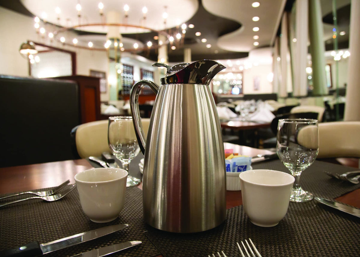 Classy Carafe by Service Ideas – 34.2 Ounces, 1.01 liters, Stainless Steel, Brushed, Model CJZ1BS