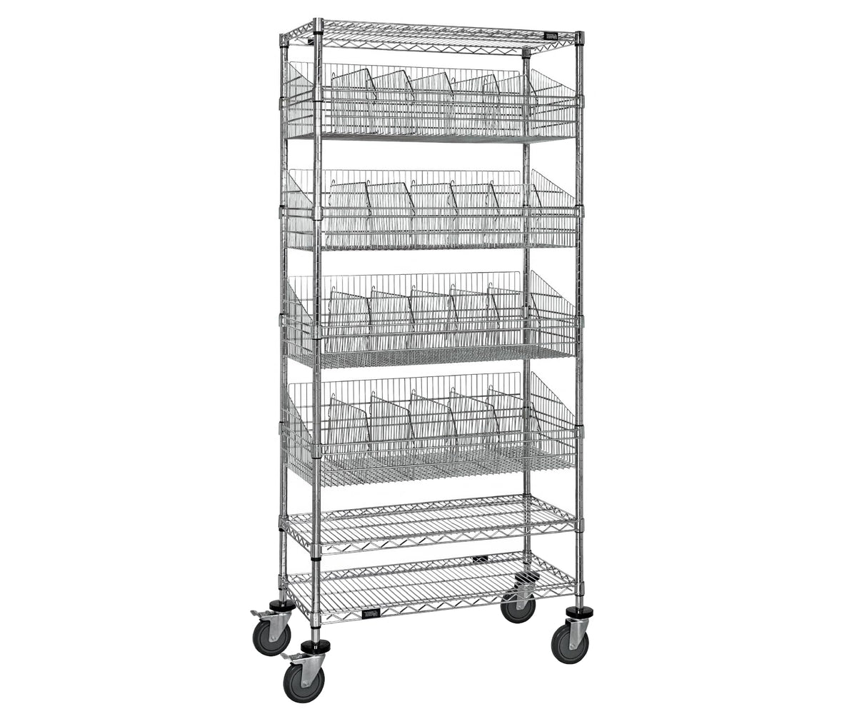 QUANTUM STORAGE SYSTEMS Chrome / 80" H x 36" W x 18" D / Chrome Wire 4B 3S & LH IM DV Service Carts