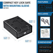 Compact Key Lock Box with Mounting Sleeve by Barska – Medium, 0.0342375 cubic_inches, Alloy Steel, Black, Model AX11812