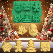 Apiocmy Silicone Mold Set, Large 3D Christmas Shapes with Scraper, Green