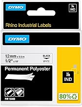 DYMO Rhino Industrial Permanent Polyester Labels 1/2" Black Print on White Tape