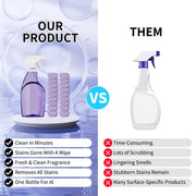 Splash Spray Cleaner Bottle with 18PCS Cleaning Tablets by BEAHING – Bottle, Plastic, 18pcs Tablet